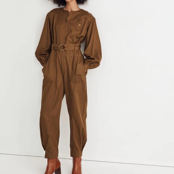 Madewell Tapered-Leg Jumpsuit in Golden Spinach - Picture 1 of 12
